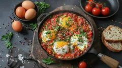Domates Soslu Yumurtalarla Lezzetli Kahvaltı İçin Adım Adım Tarif
